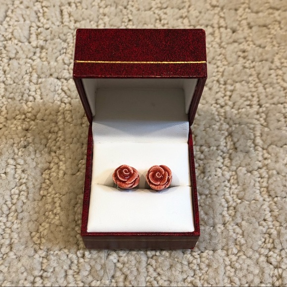 Anthropologie Jewelry - Ceramic Rose Stud Earrings